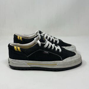 Polo Sport Ralph Lauren RLZ-7173 Sneakers Mens 10.5 Black Yellow Suede Shoes